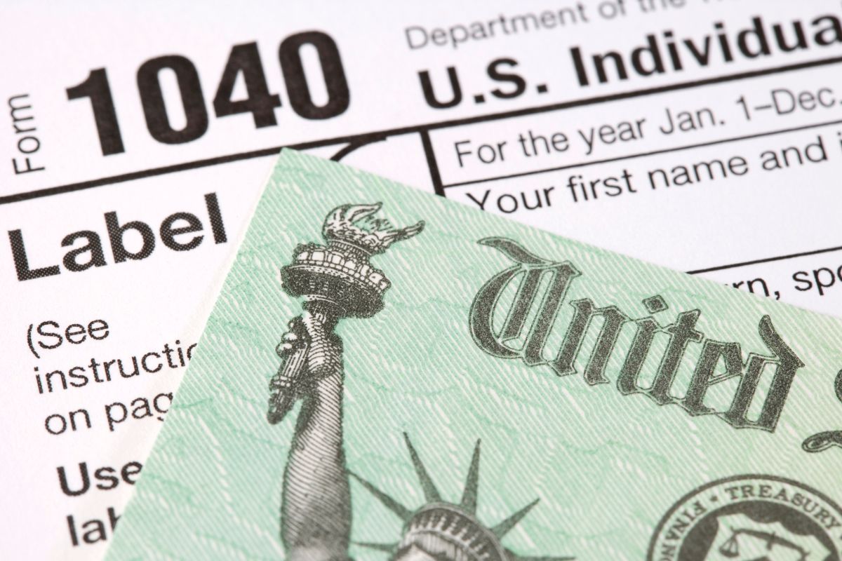 The image shows filing taxes.
