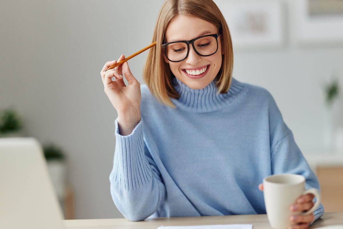 The image of a woman creating a money mantra.
