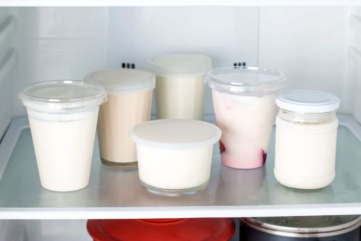 The photo shows containers with frozen products which means freezing dairy before it expires keeps you tossing out expensive dairy products.