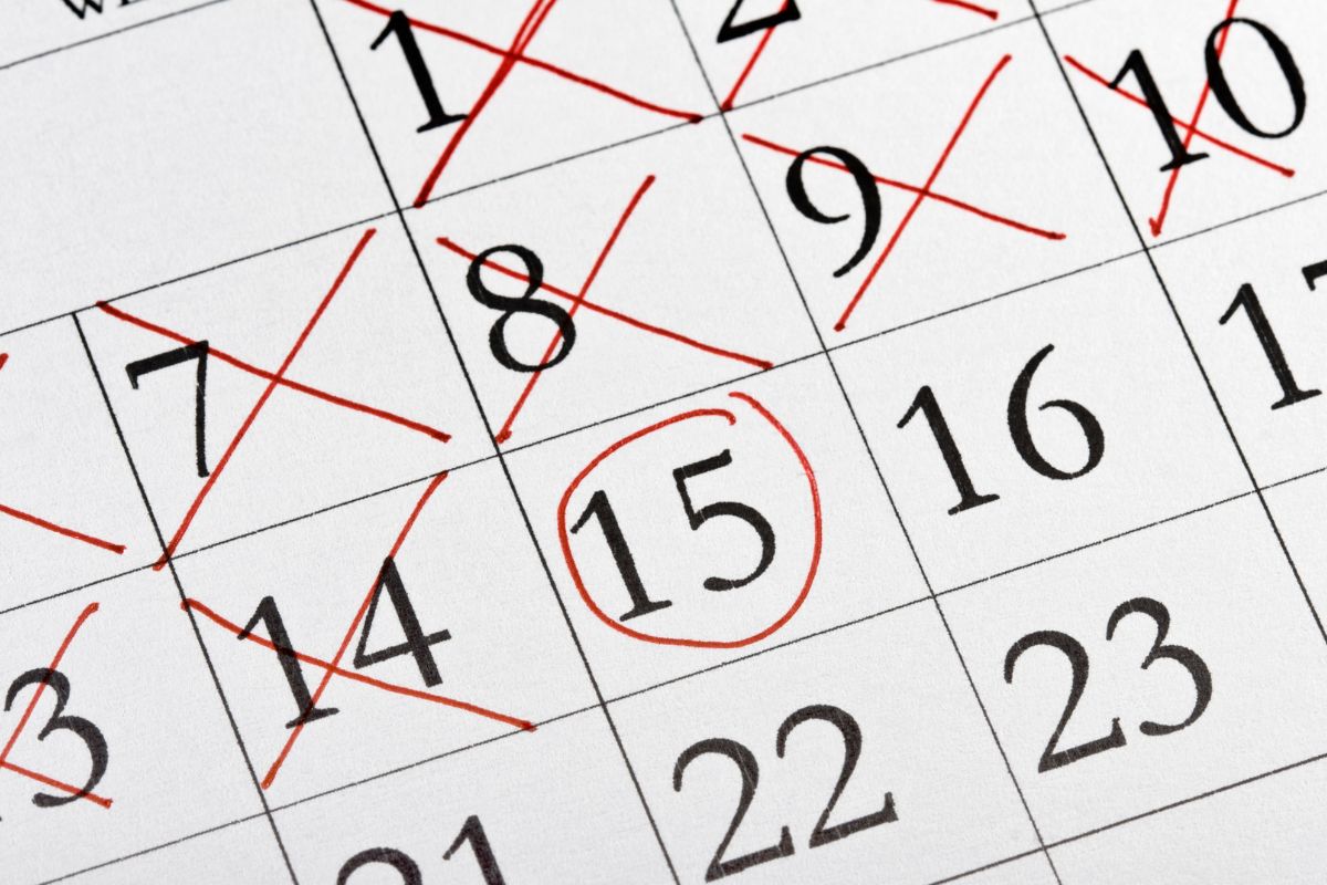 Image of a calendar with markings.