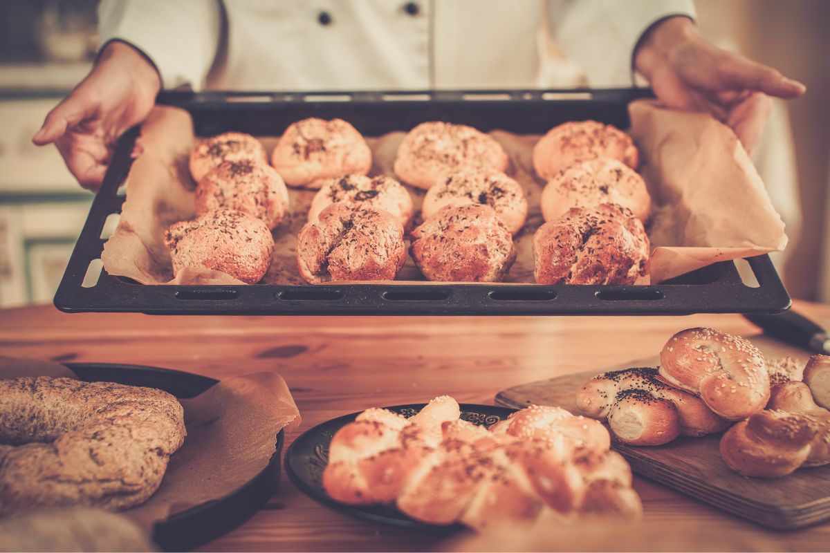 Picture of woman baking bread.