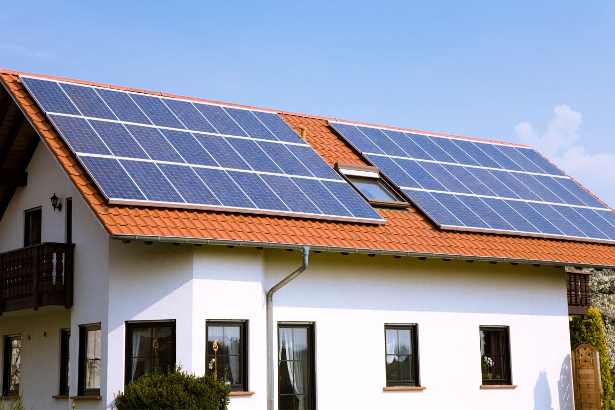 The photo shows an energy-efficient home.