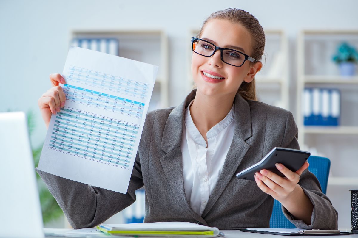 The photo shows a tax professional.