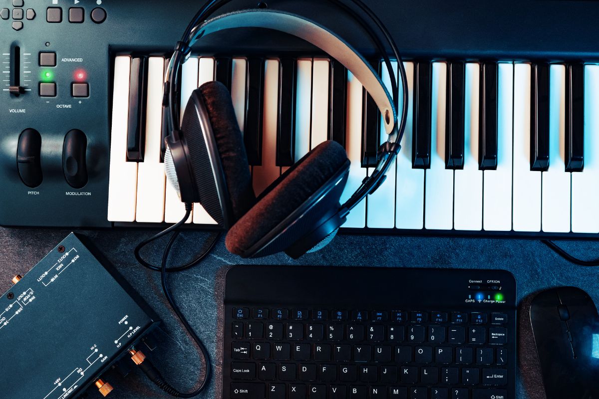 The photo shows music tools.