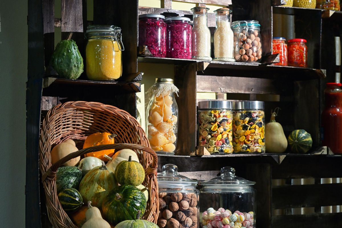 The image shows stocks in the pantry.