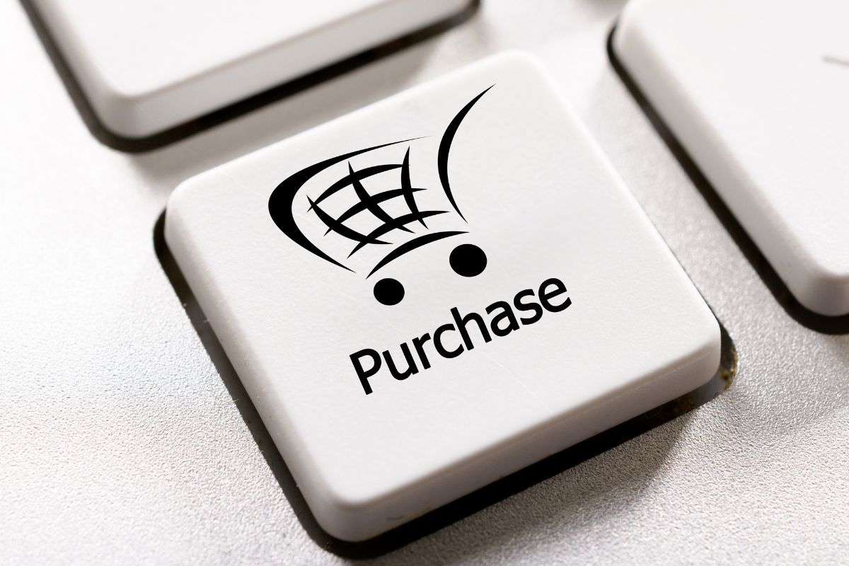 A keyboard with a purchase button.