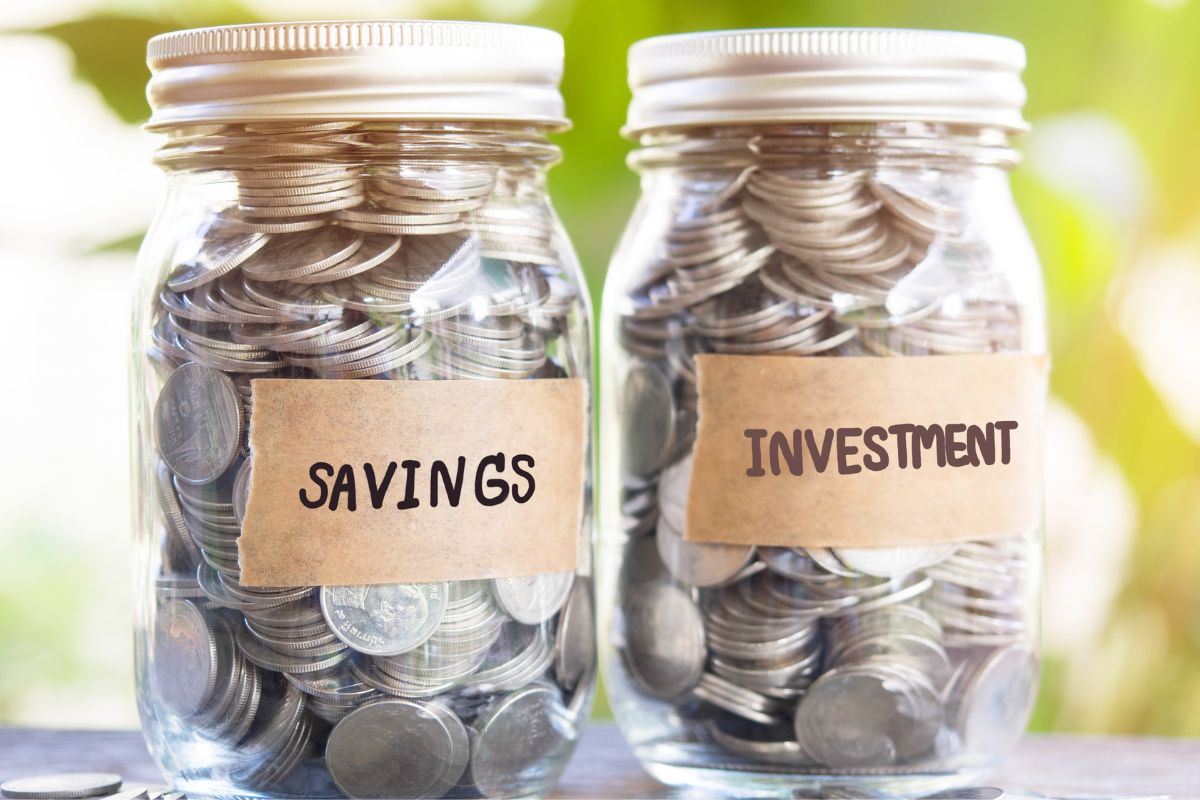 An image of jars with savings and investment coins.