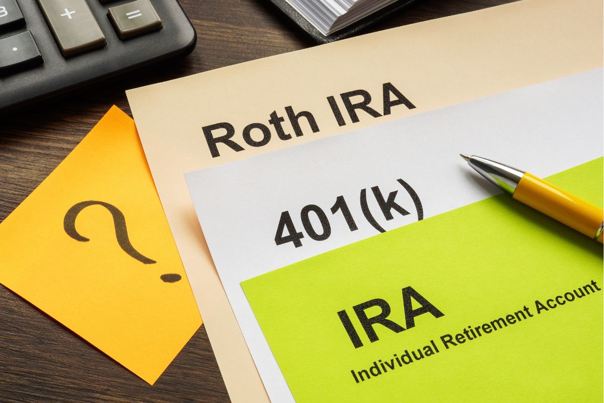 The picture shows papers with  retirement accounts.