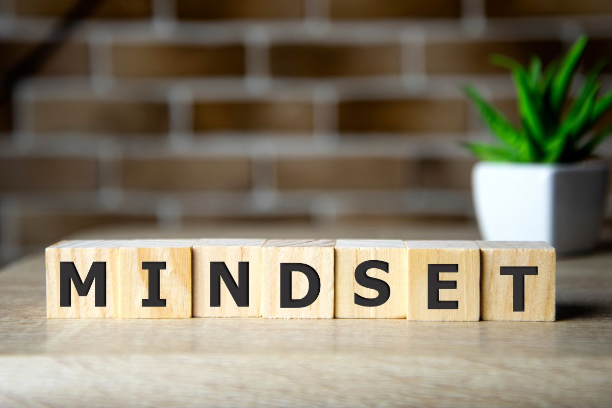 The photo shows mindset wording.