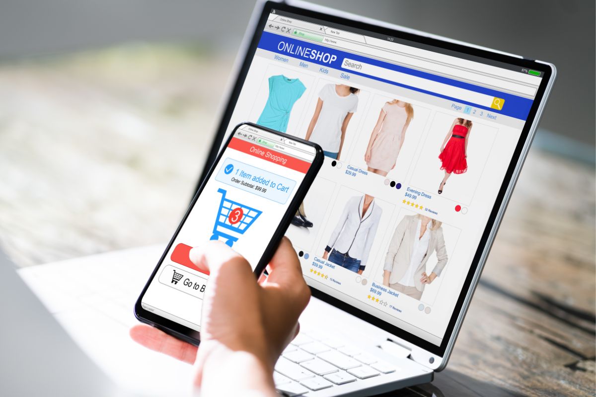 Photo of a woman online shopping.