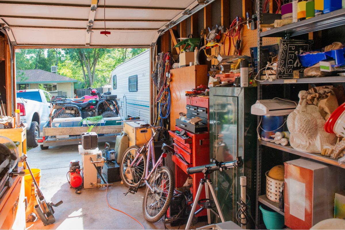 The picture shows stuff in the storage room.