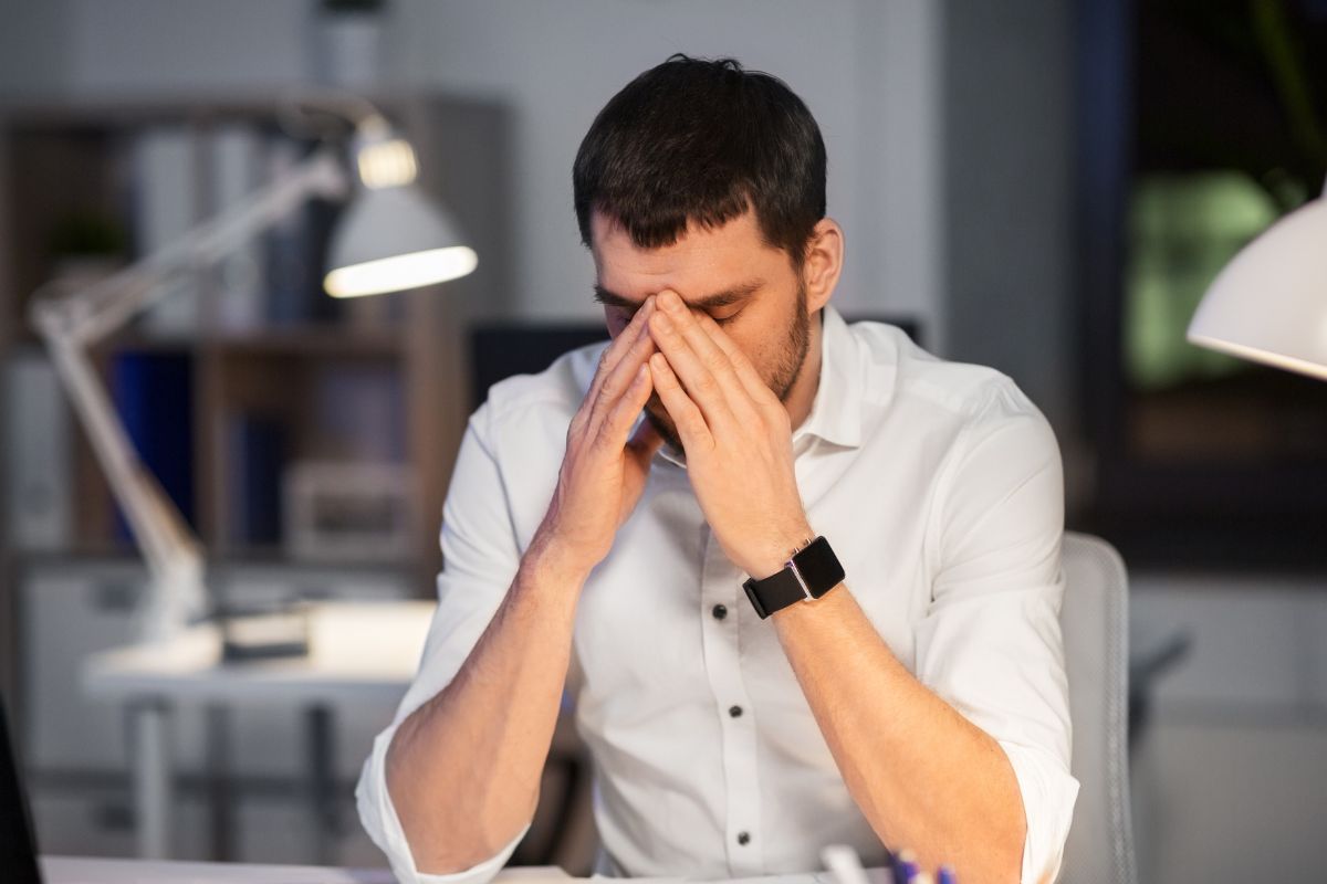An image of a man with frustration.