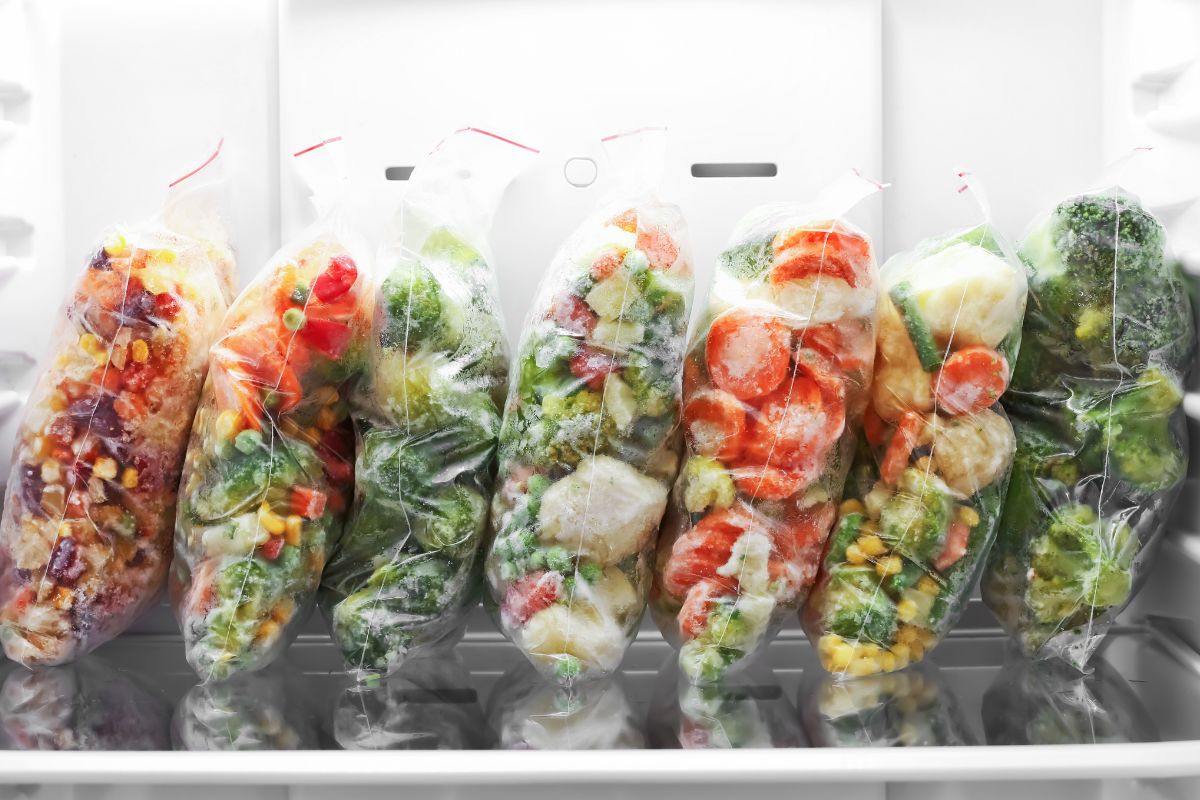 The photo shows frozen vegetables.