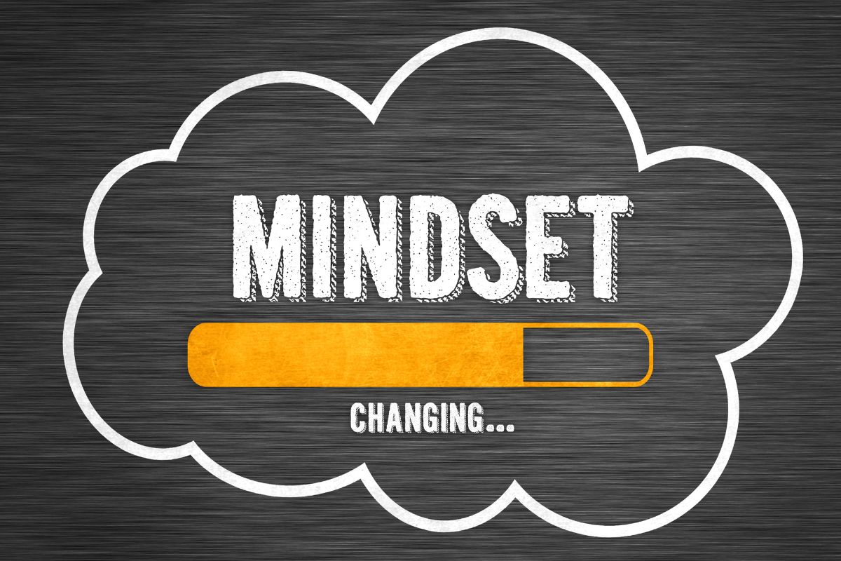An image of a mindset wording on a board.
