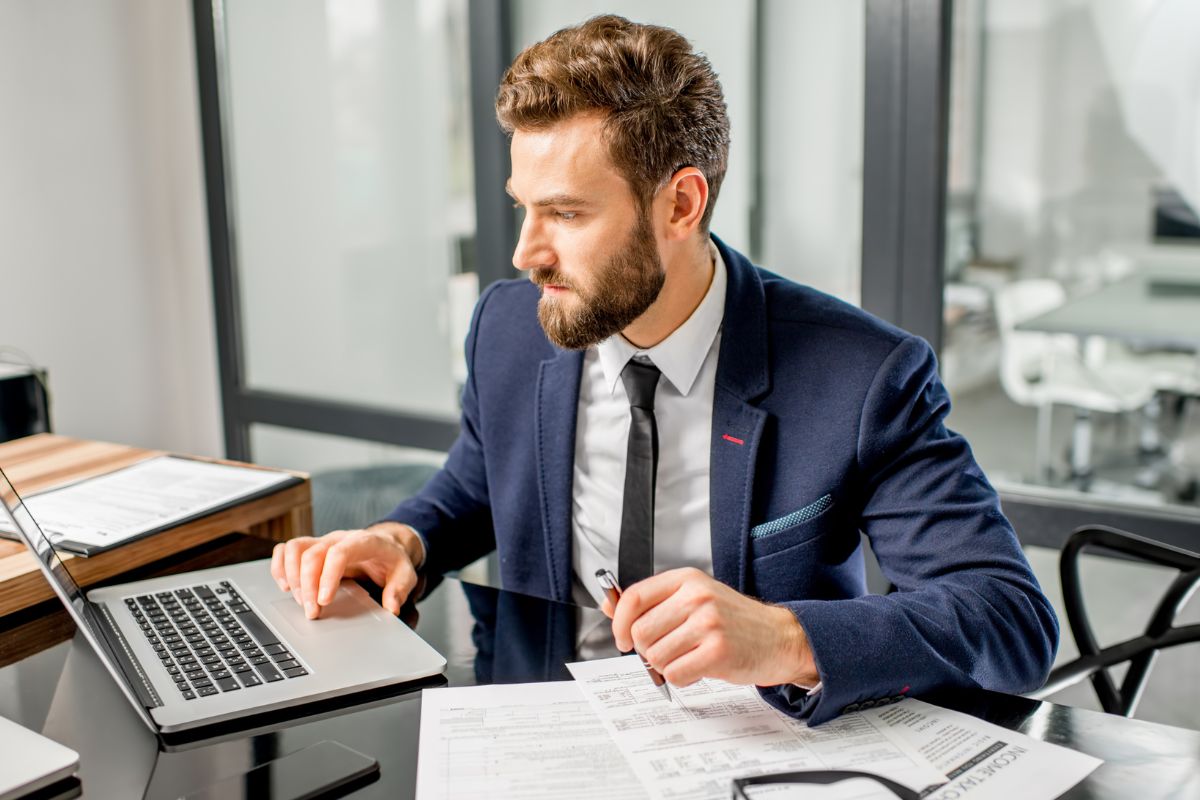 The picture shows a man boosting productivity.