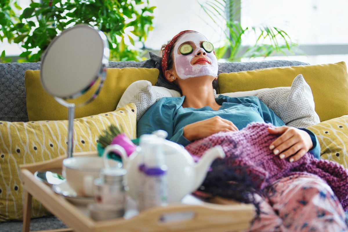 The image of a woman relaxing on the weekend.