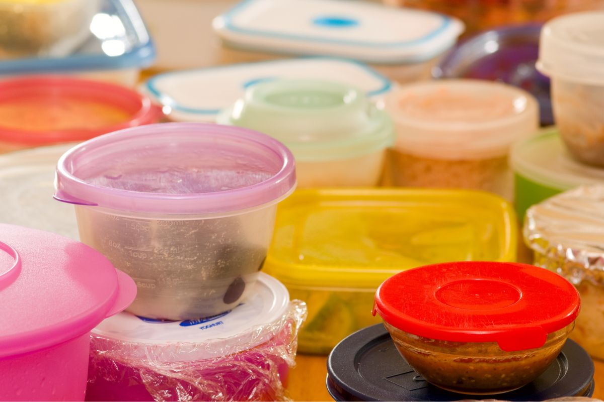 The photo shows leftovers in containers.