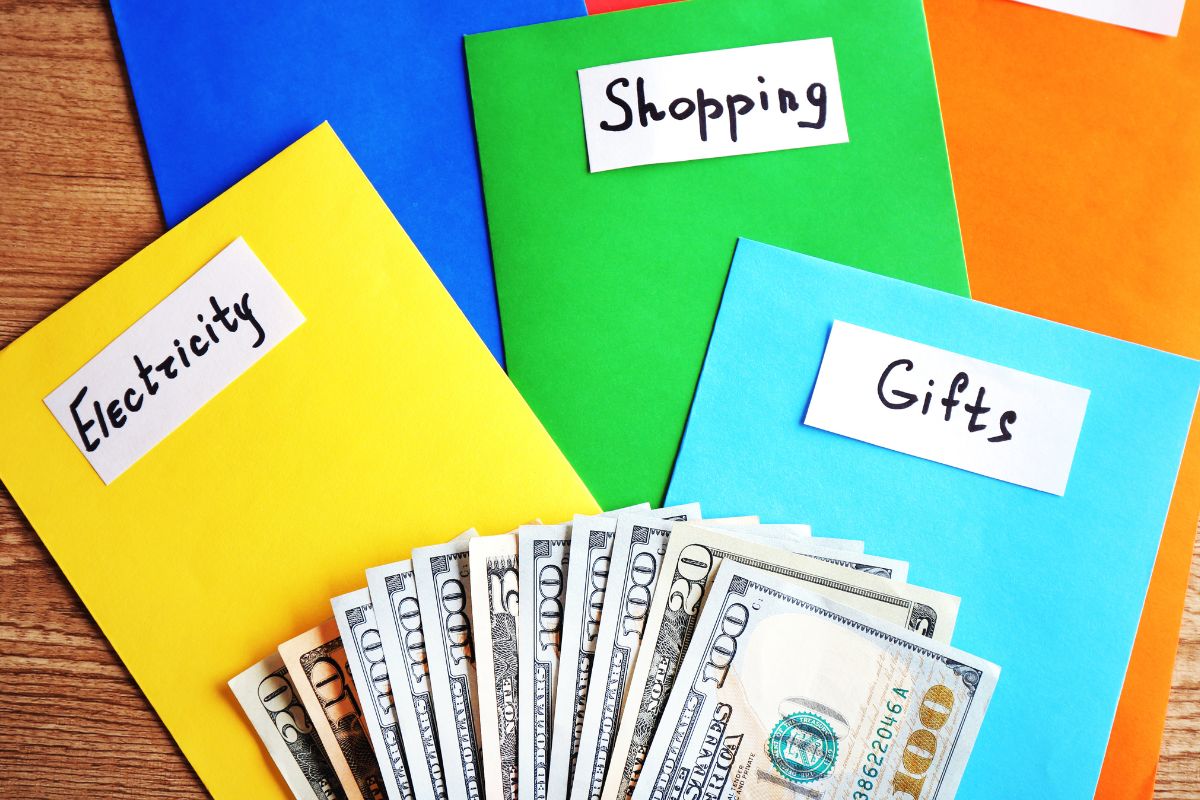 The picture shows money for the envelope method.