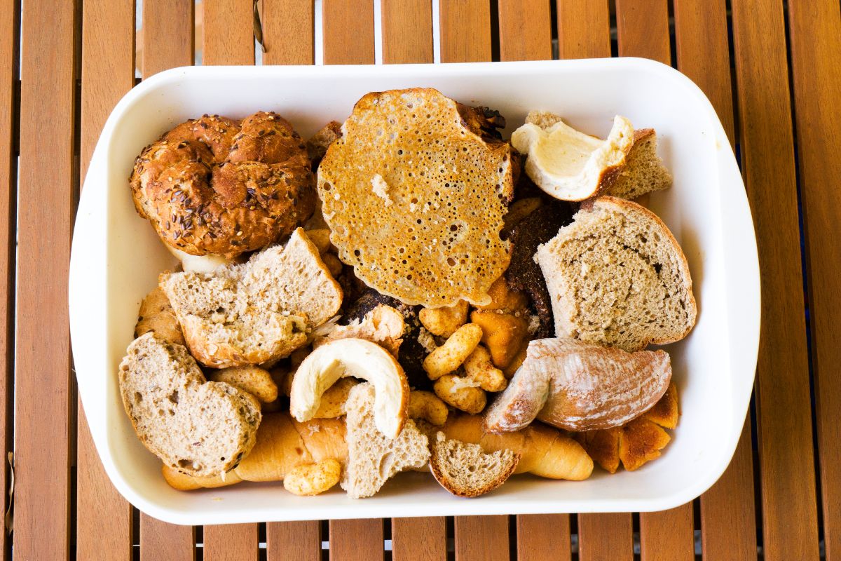 The picture of toasted bread in a container.