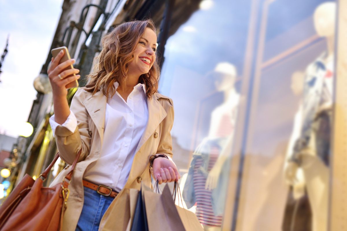 The photo of a woman shopping.