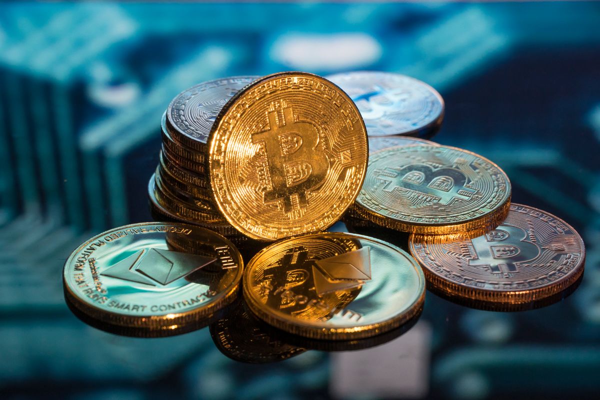A picture of Bitcoins.