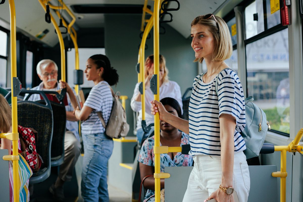 Image of passengers using public transportation.
