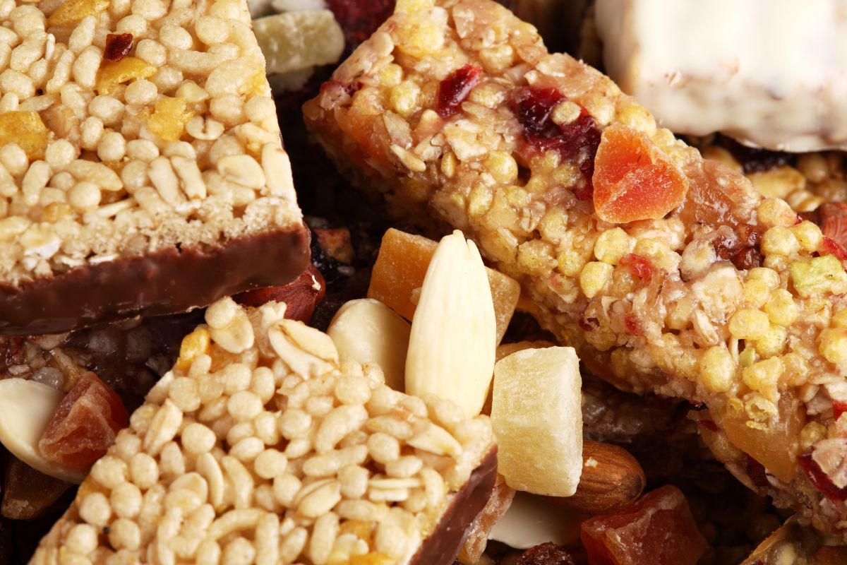 The picture shows sugary granola.
