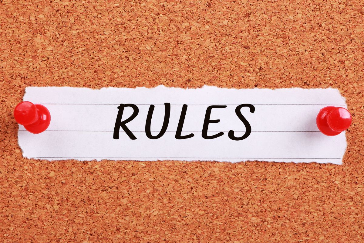 An image of paper with rules written.