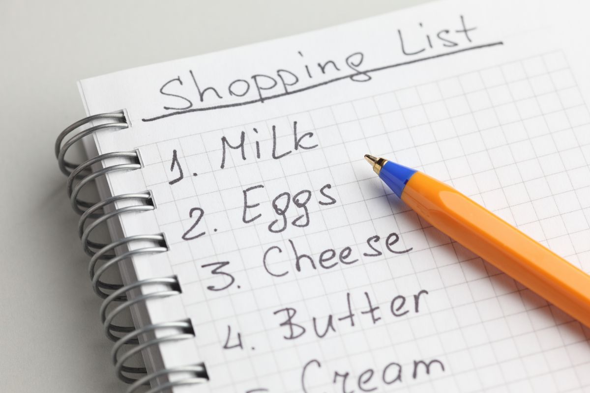 The photo shows a shopping list.