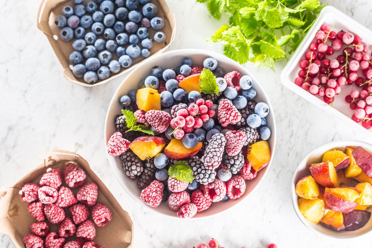 A picture of frozen fruits.