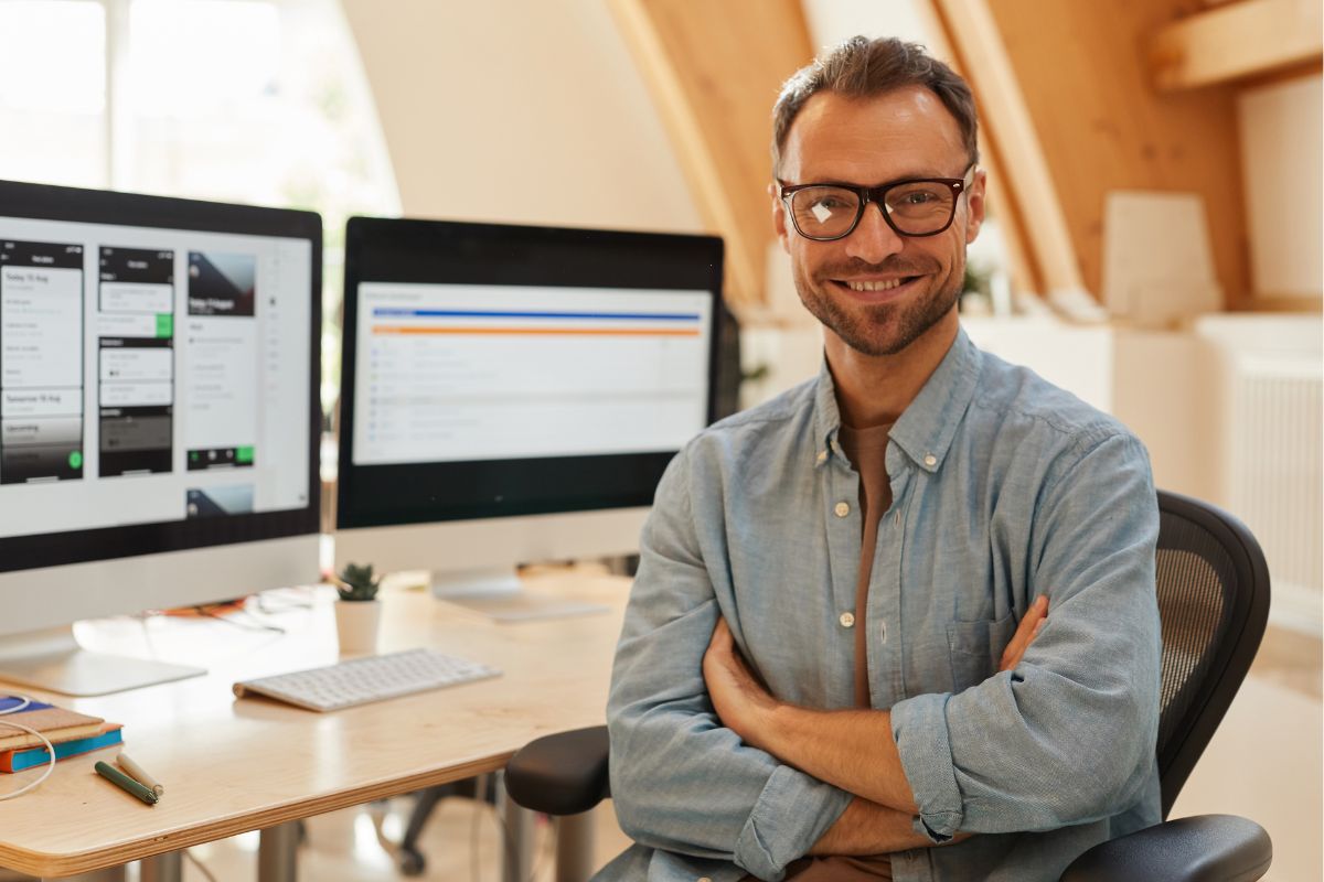 The photo shows a software engineer.