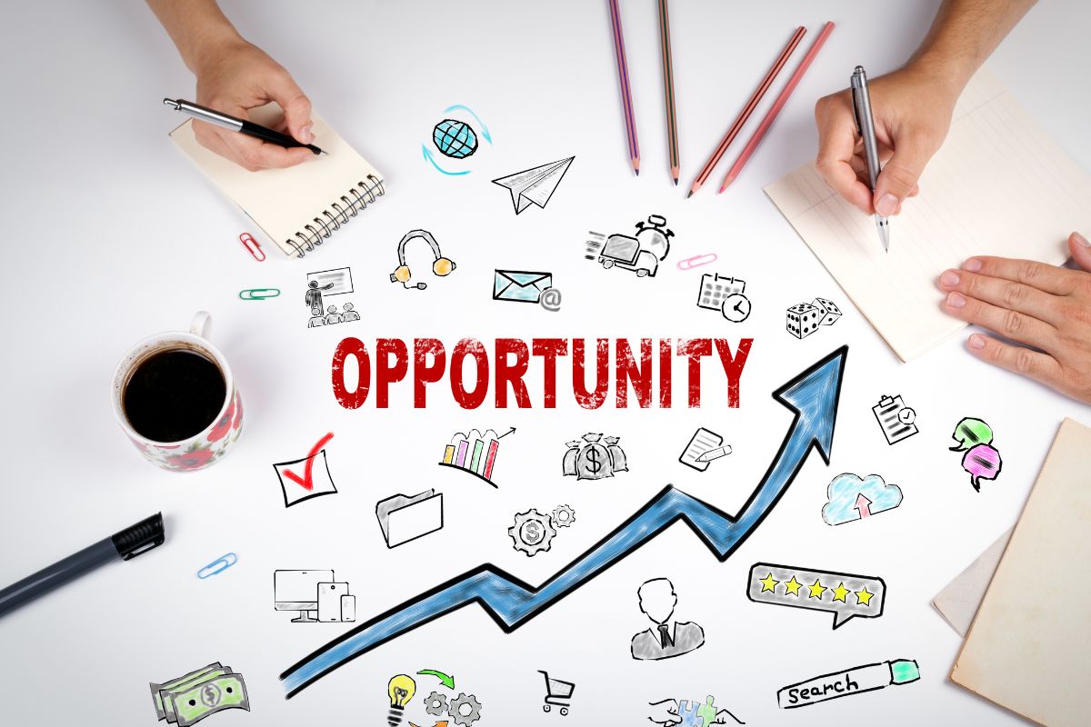 The photo of men creating the opportunity concept.