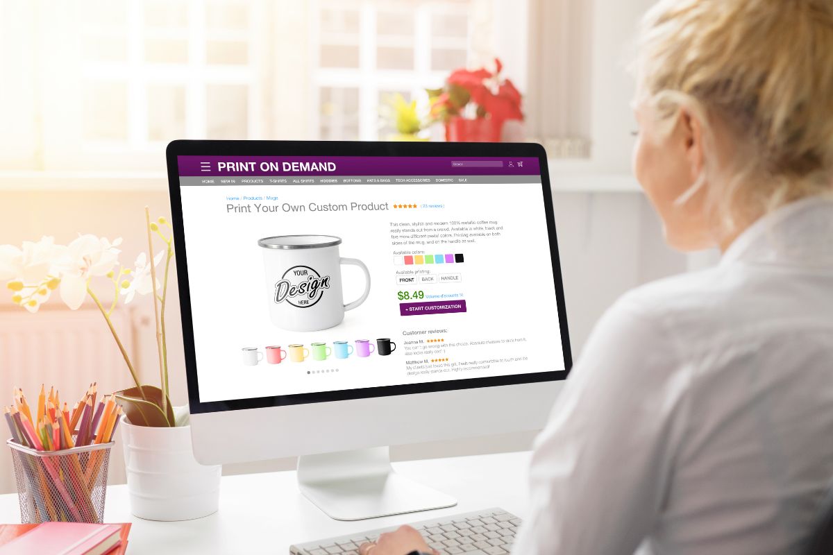 Picture of the woman optimizing her product listing.