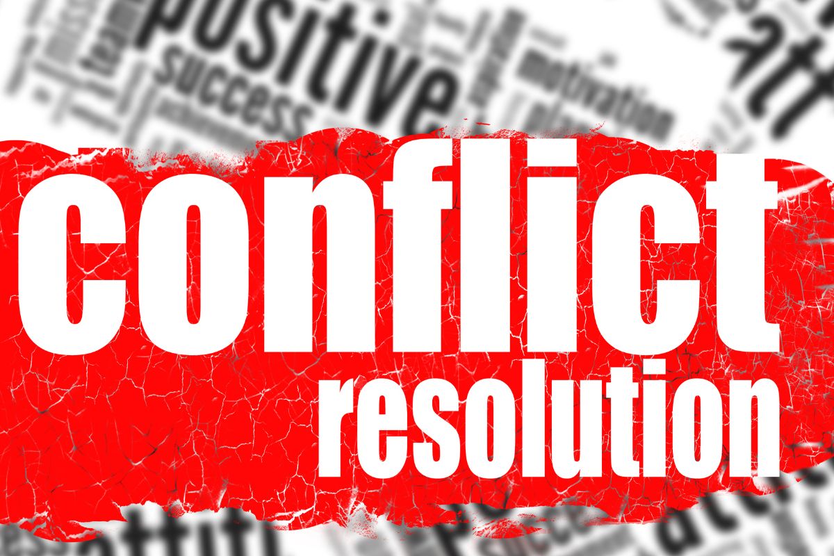 The image of conflict resolution wording.