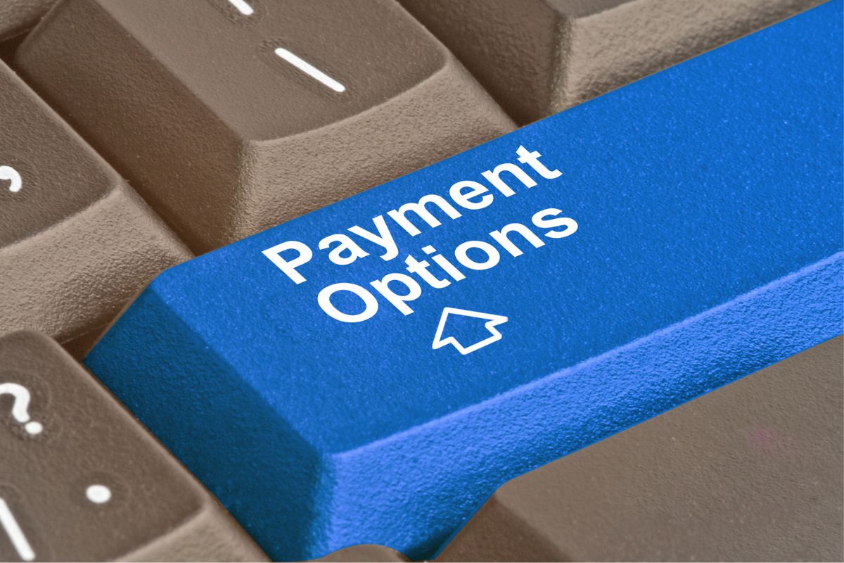 The picture of a keyboard with a payment options button.