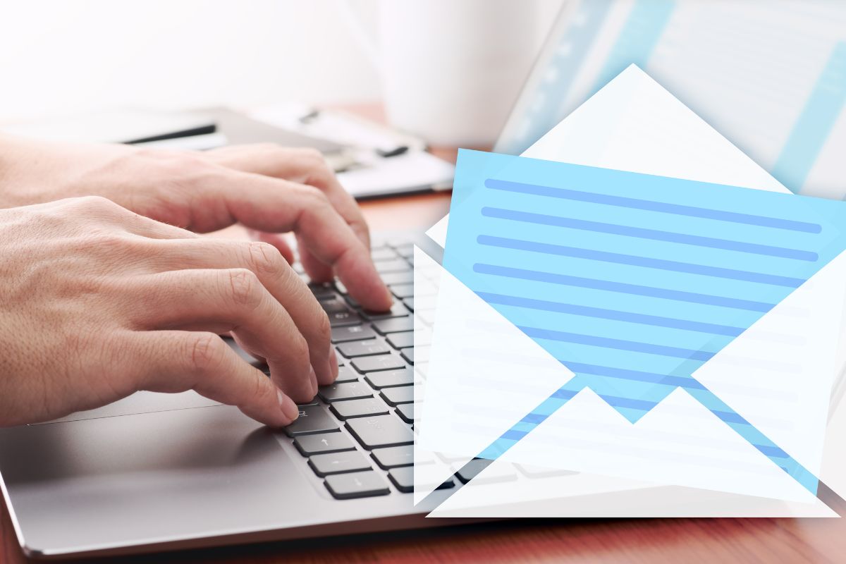 The picture shows a woman's hand responding to messages.