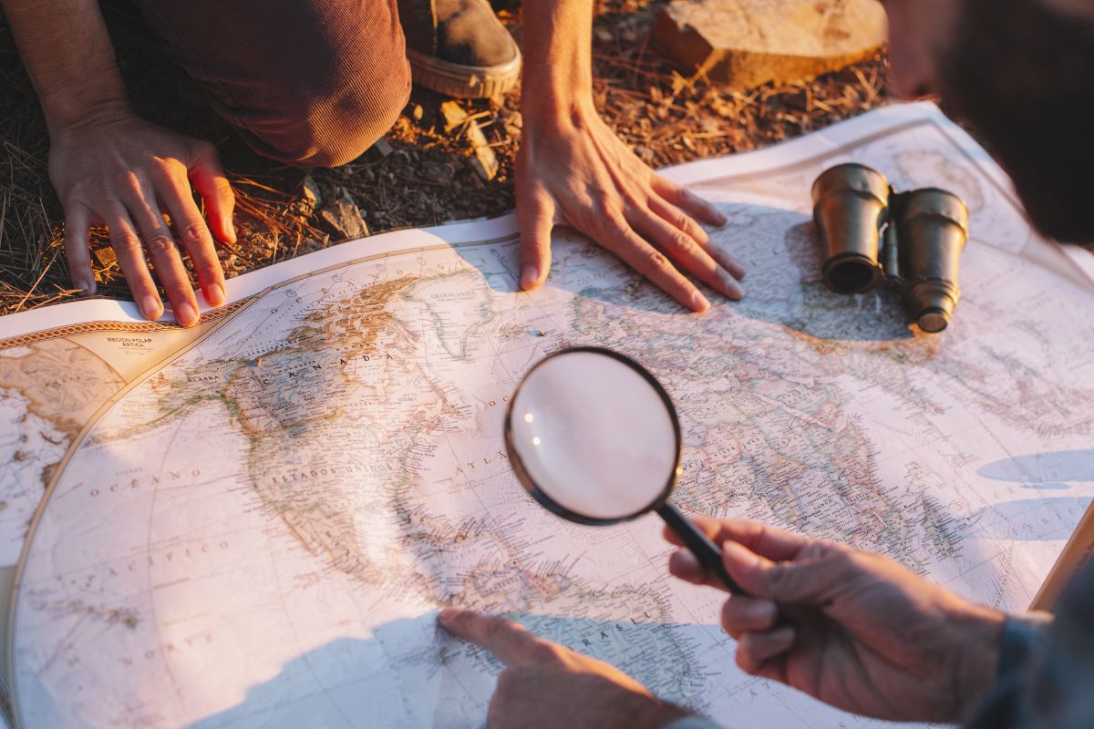 A photo of people creates a travel at home.