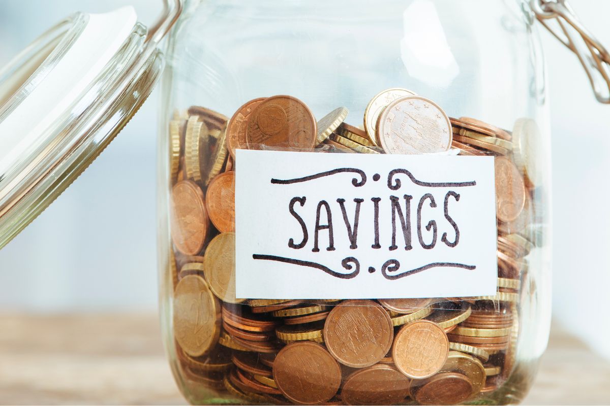 The picture of a jar with savings.