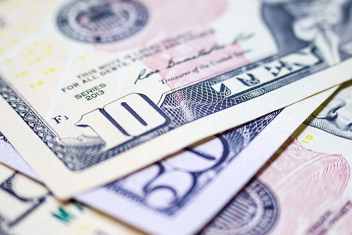 The picture of dollar bills.