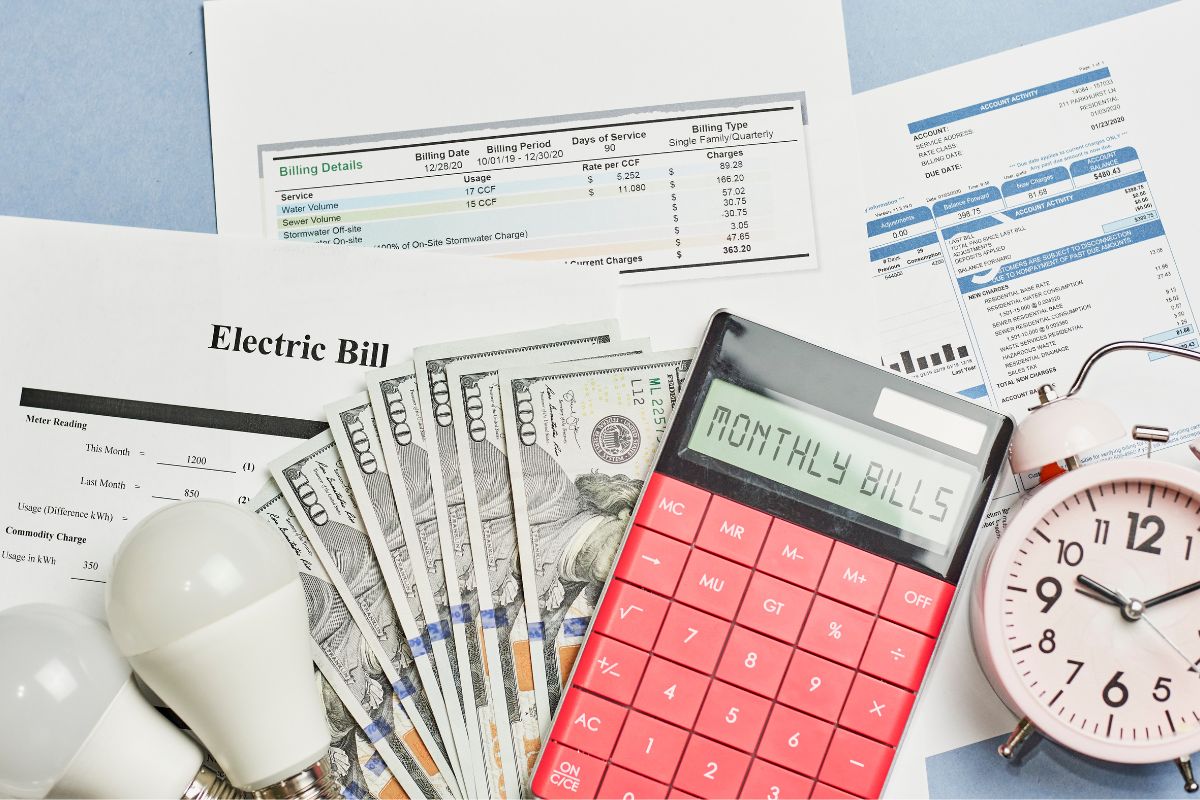 The pictures show papers of monthly bills.
