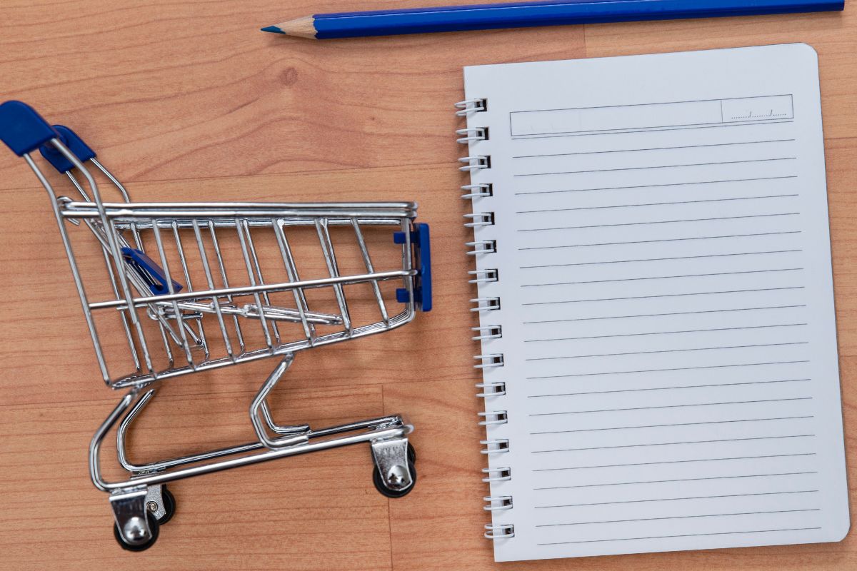 The picture shows a shopping list.
