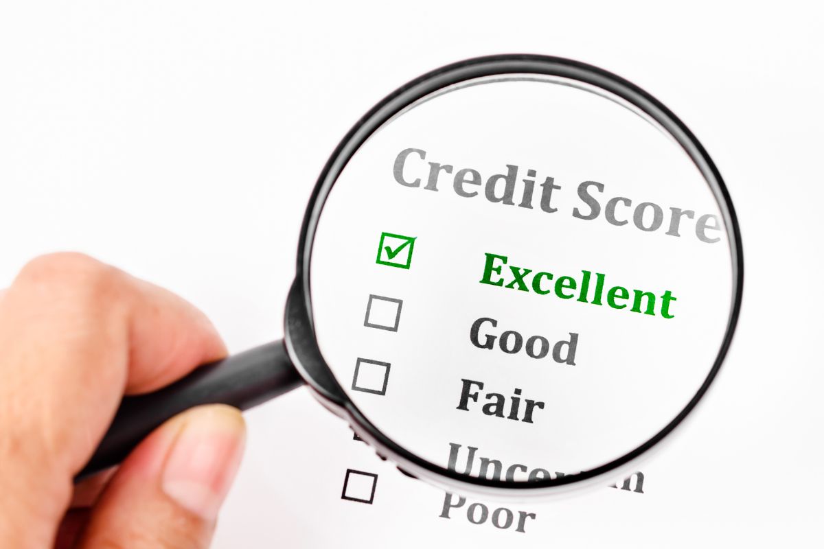 The photo shows a good credit score.