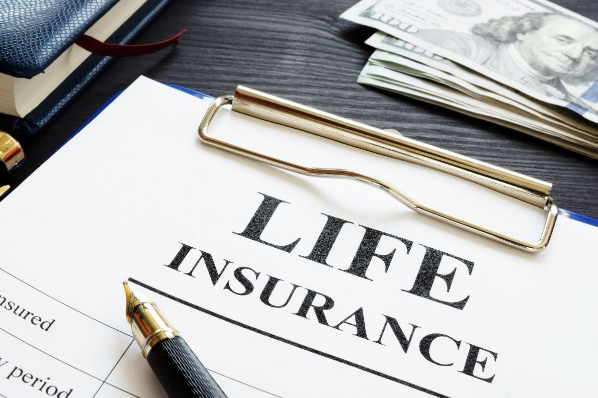 The picture shows a paper with life insurance wording.