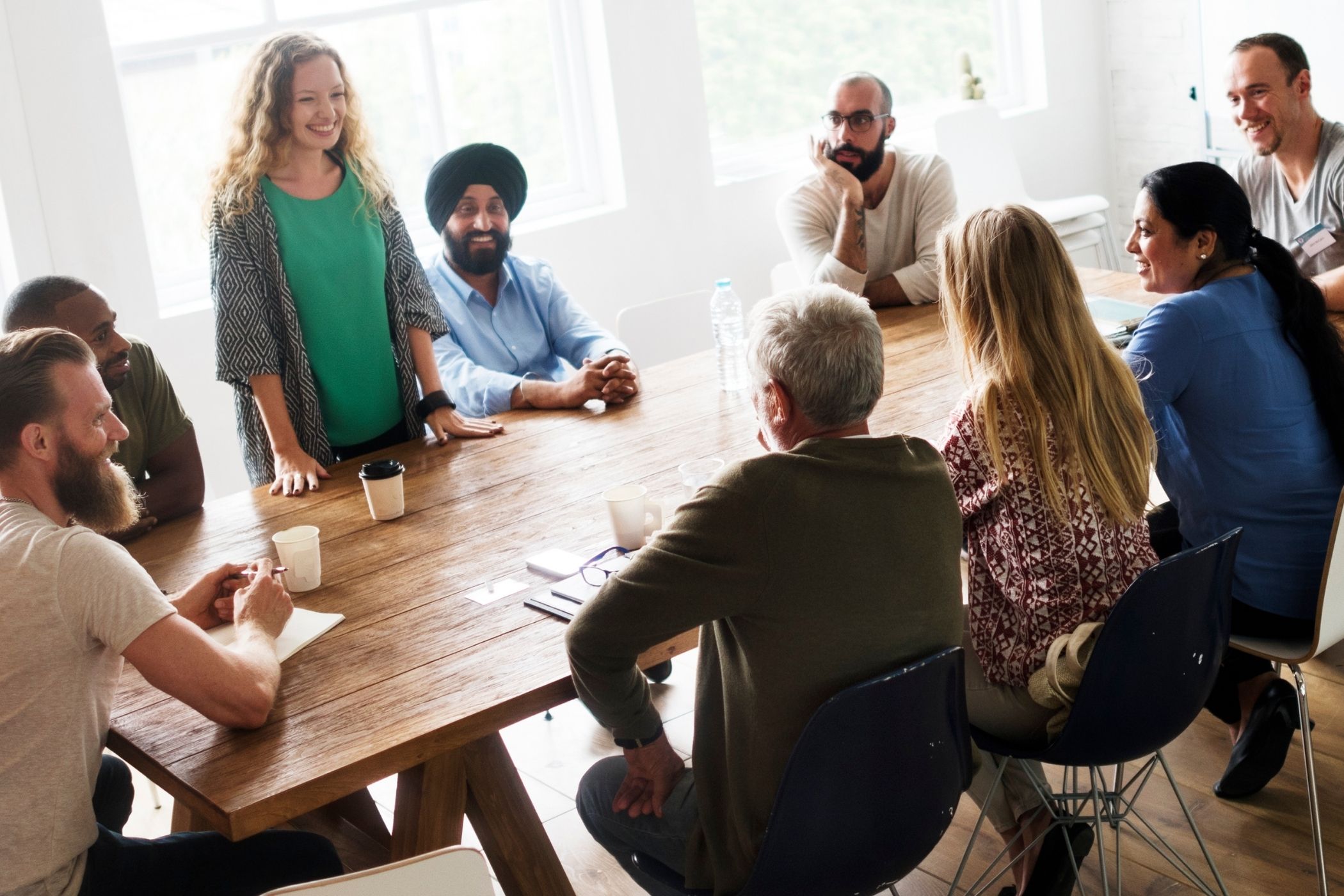 The picture shows people networking.