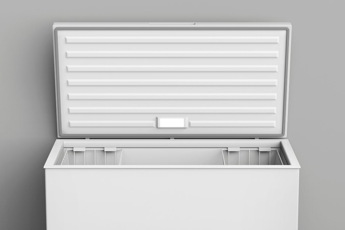 The photo shows a chest freezer.