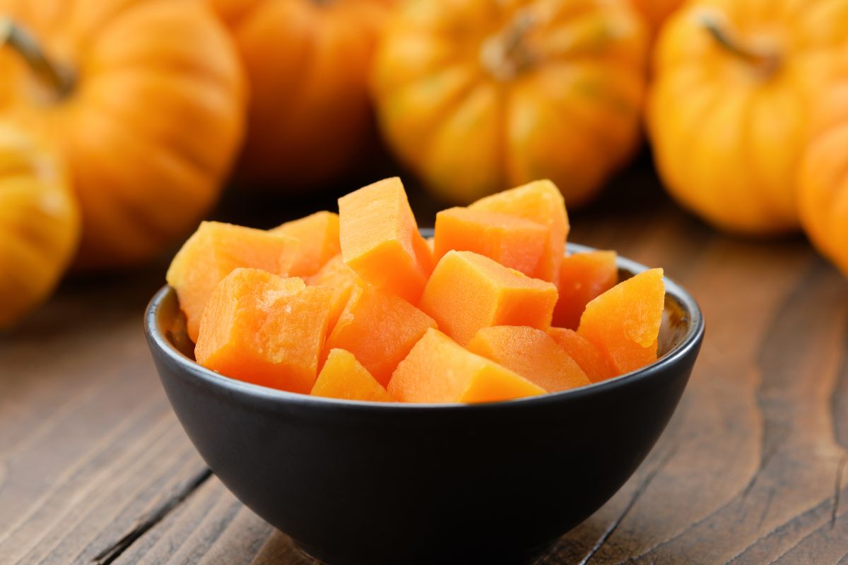 The photo shows squash in a bowl.