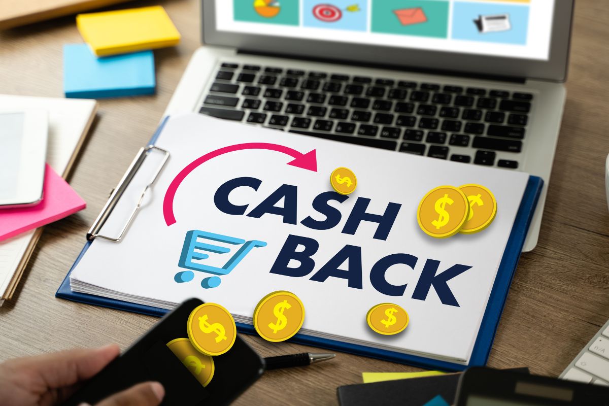 The picture is about a paper with cash back wording.