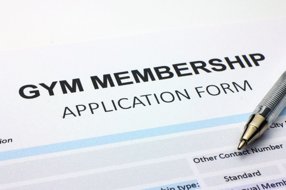 The image shows a paper with gym membership wording.