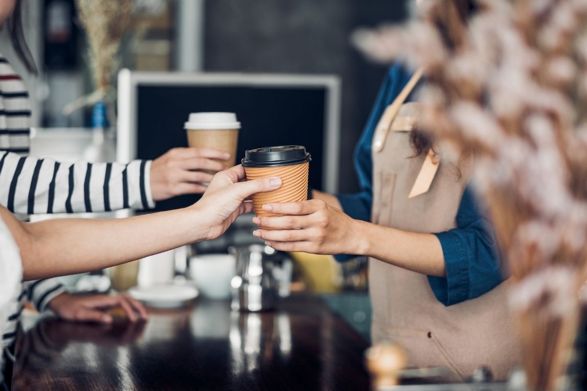 The picture of the customer's coffee shop visit.