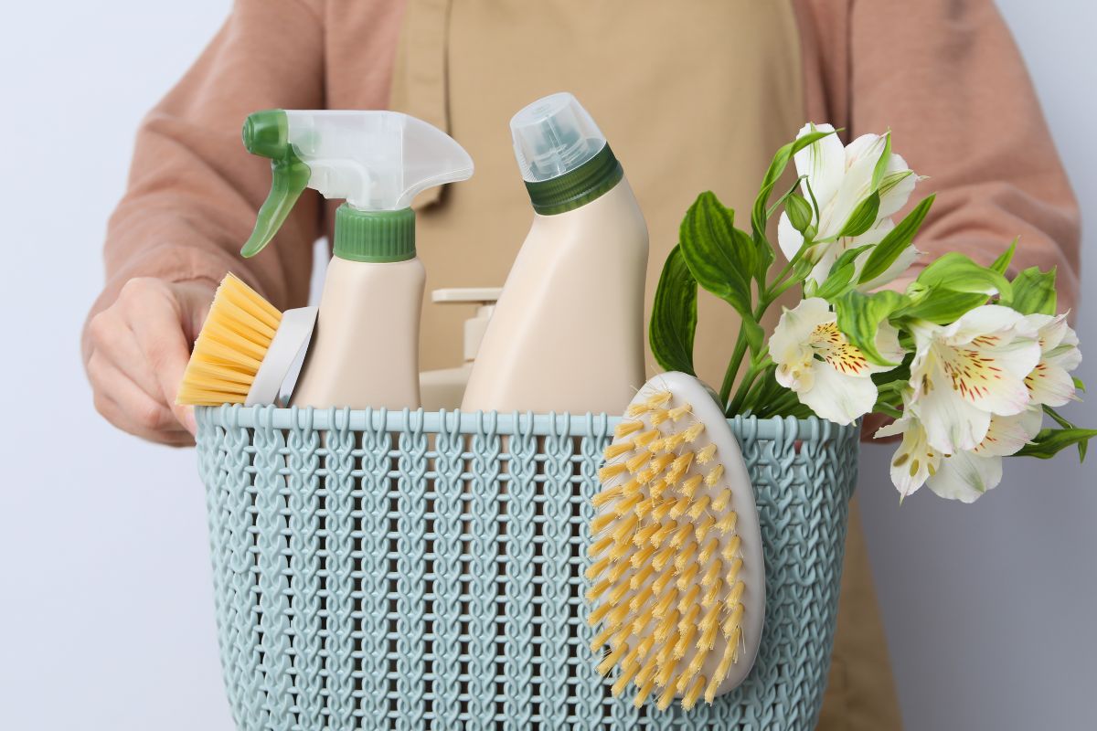 The picture of cleaning products.